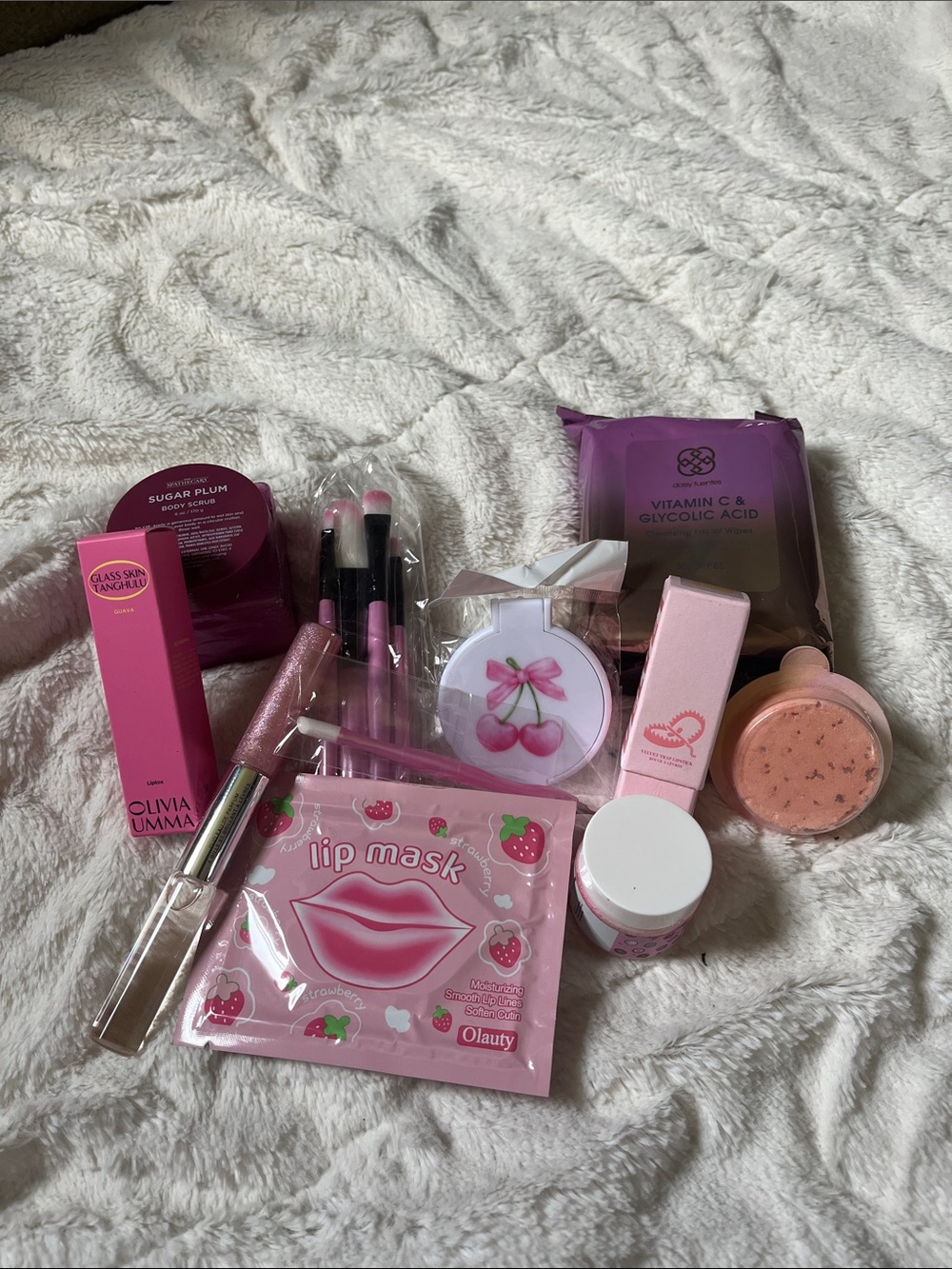 Pink Lip Mask & Skincare Set - Hydrating Cherry Lip Treatment